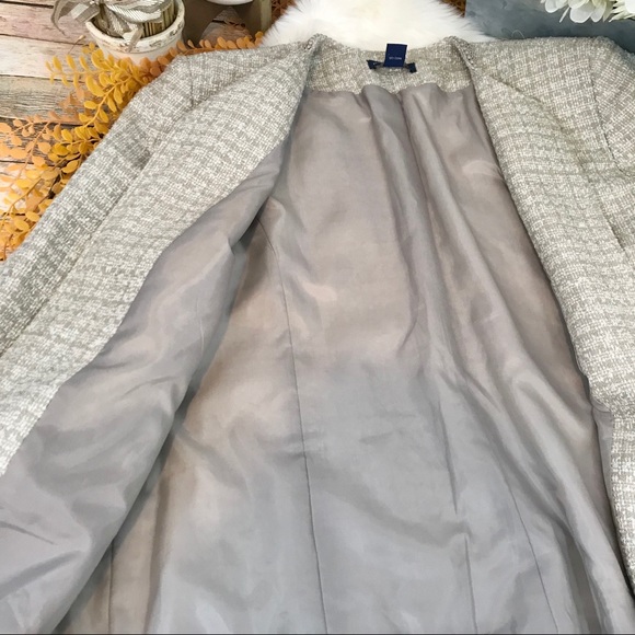 Karen Scott Tweed Blazer Jacket Open Front - Ivory - Picture 3 of 6